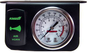 Kleinn Panel Mounted 160 PSI Gauge w/ an Illuminated GREEN Momentary Rocker Switch - Main Product View