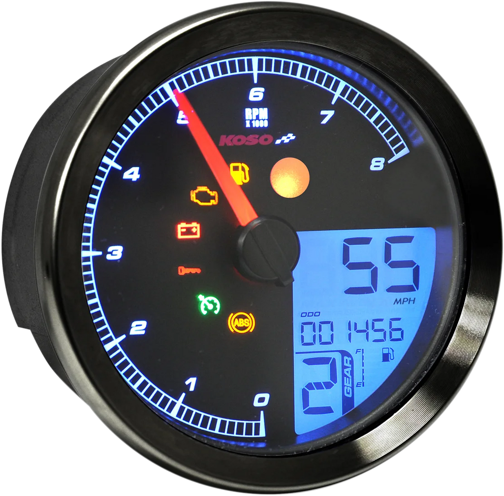 Koso North America Multi-Function Speedometer/Tachometer - HD-04 - Black BA051211 - Side View