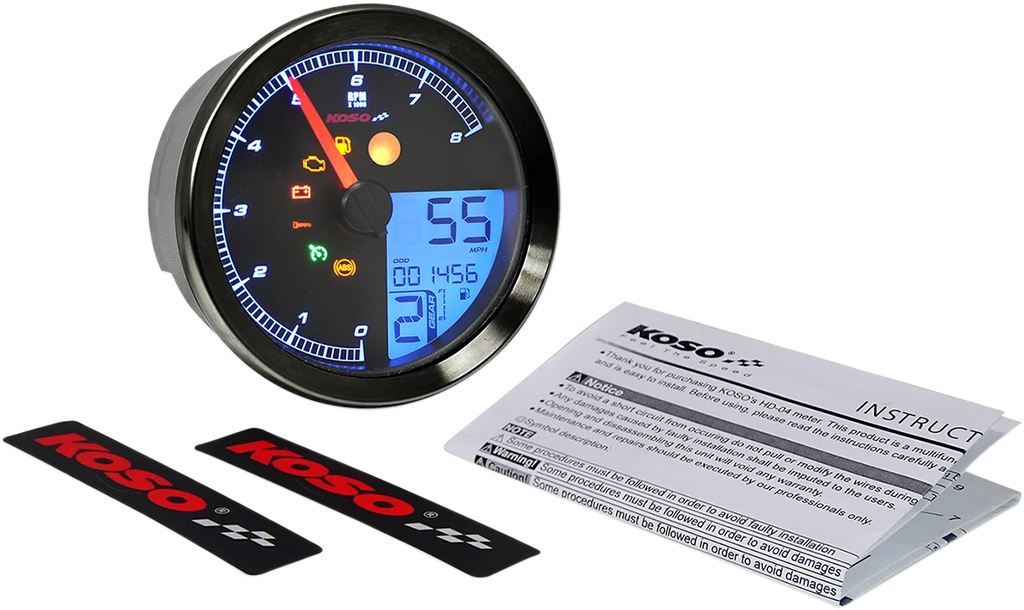Koso North America Multi-Function Speedometer/Tachometer - HD-04 - Black BA051211 - Back View