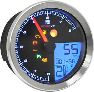 Koso North America Multi-Function Speedometer/Tachometer - HD-04 - Chrome BA051201 - Main Product View