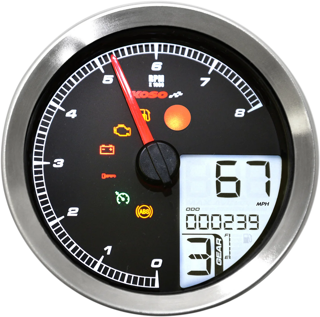 Koso North America TNT-04 Multi-Function Meter - Black Bezel - 3.30" Diameter x 2.19" D BA051411 - Installation View
