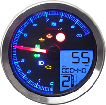 Load image into Gallery viewer, Koso North America TNT-04 Multi-Function Meter - Silver Bezel - 3.30" Diameter x 2.19" D BA051401 - Side View