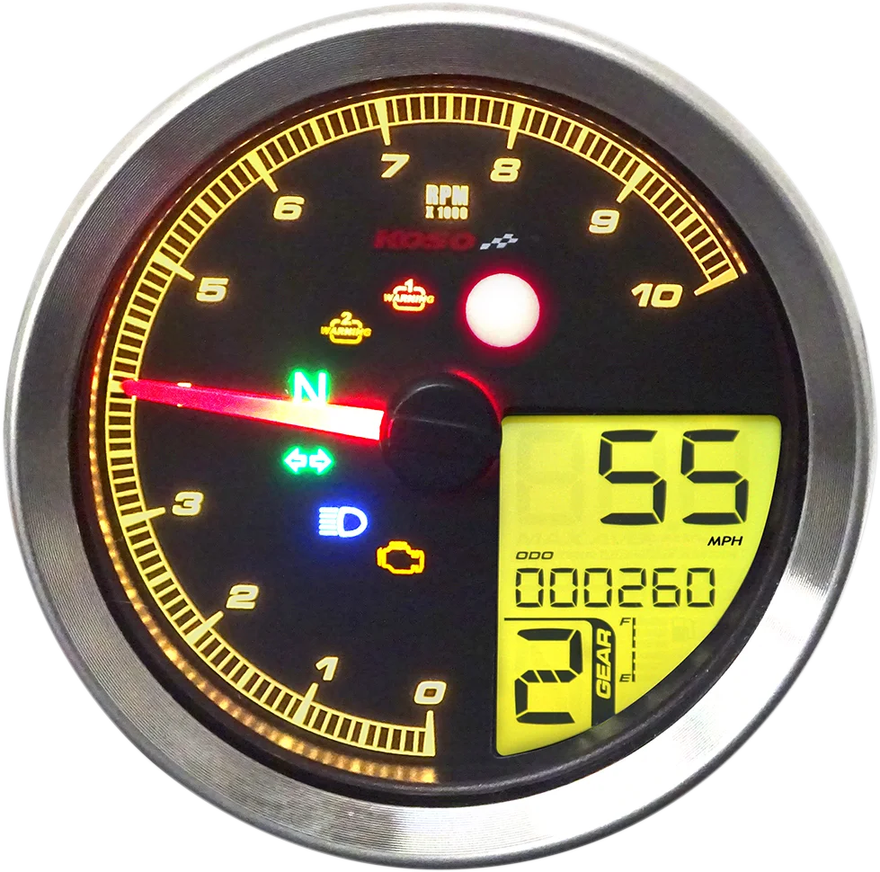 Koso North America TNT-04 Multi-Function Meter - Silver Bezel - 3.30" Diameter x 2.19" D BA051401 - Installation View