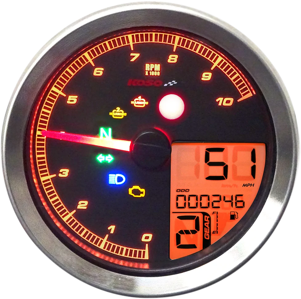 Koso North America TNT-04 Multi-Function Meter - Silver Bezel - 3.30" Diameter x 2.19" D BA051401 - Additional View 5