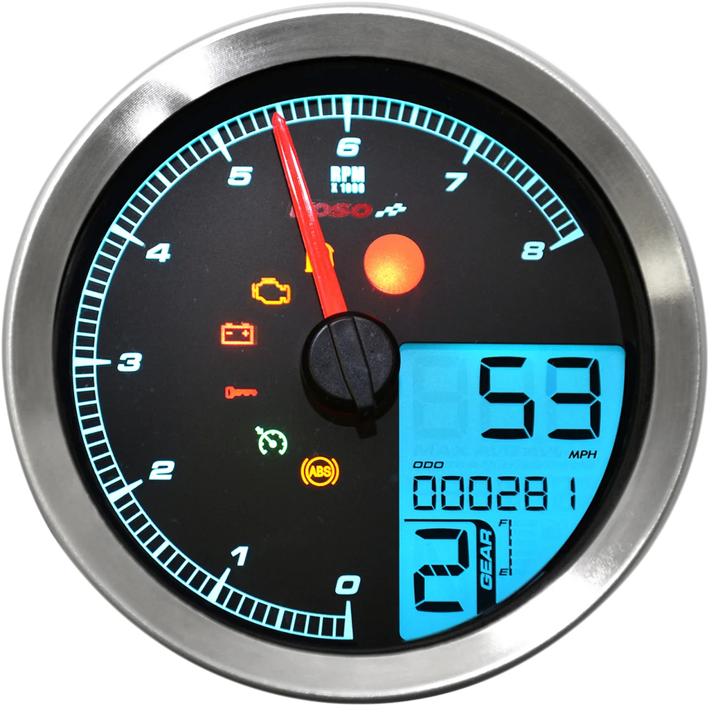Koso North America TNT-04 Multi-Function Meter - Silver Bezel - 3.30" Diameter x 2.19" D BA051401 - Additional View 6