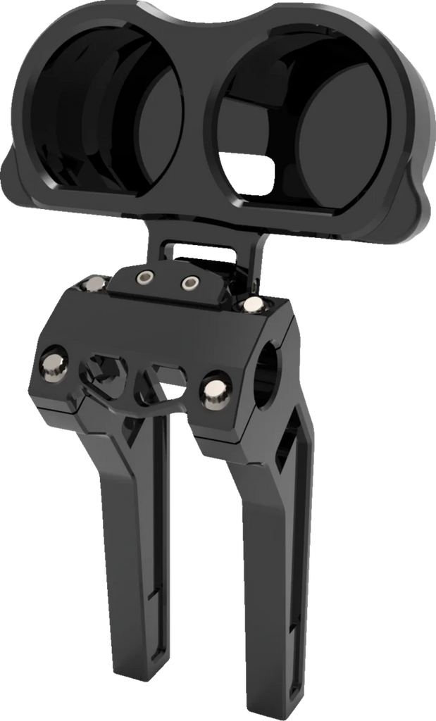 LA Choppers Gauge Mount - Dual - Black - FLT LA-7397-03B - Side View