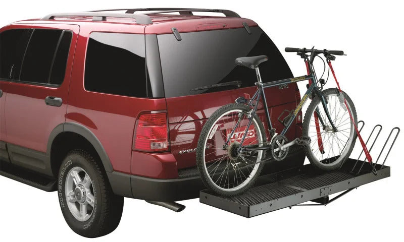 Lund Universal Cargo Bike Attachment 20x60 Non-Folding Steel Carrier - Black - Back View