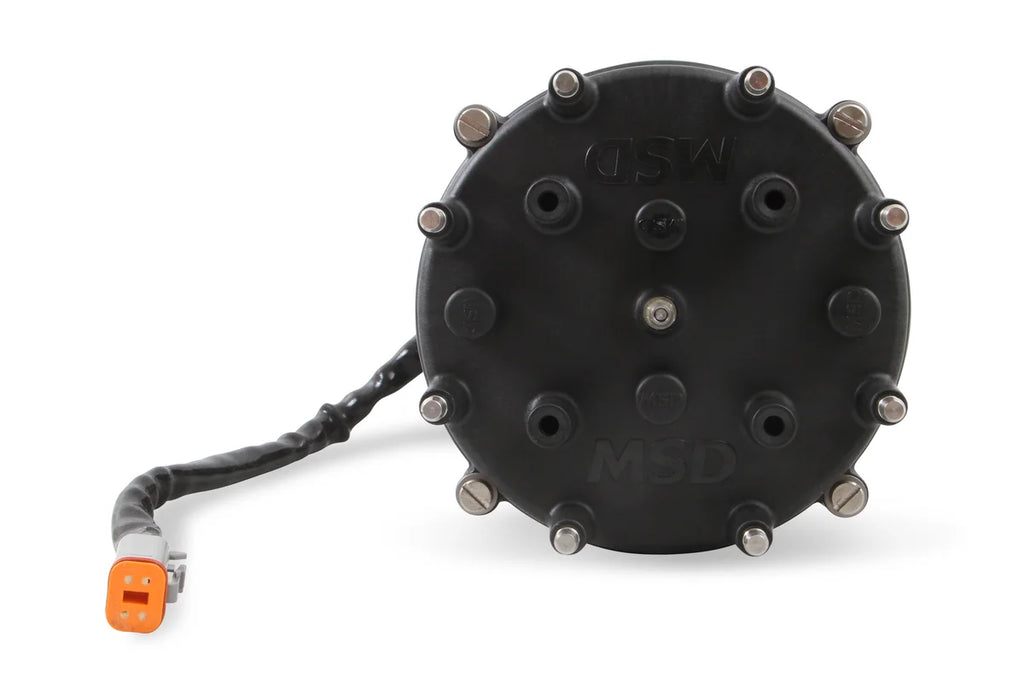 MSD Pro Mag 44 Amp Generator, CCW Rotation, Black, Pro Cap, Band Clamp 81407 - Back View