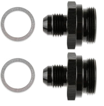 Load image into Gallery viewer, Mr Gasket Mr. Gasket -8 AN, 7/8-20 Carburetor Fittings - Black with Gaskets (2) 491948 - Main Product View