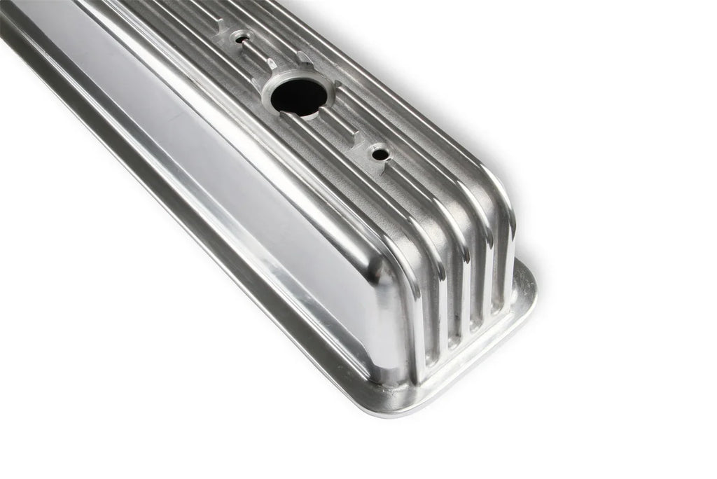 Mr Gasket Mr. Gasket Cast Aluminum Ball Milled Center Bolt Valve Covers - Polished 6856G - Back View