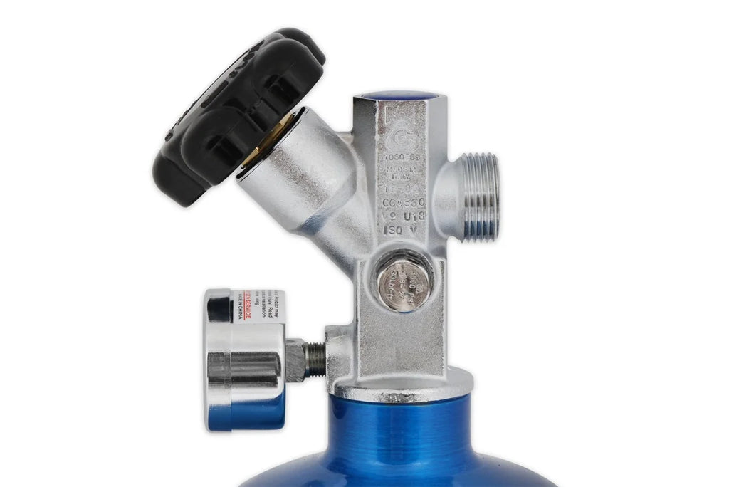 NOS/Nitrous Oxide System 15 lb Nitrous Bottle w/ NOS Blue Finish & Super Hi Flo Valve 14750NOS - Back View