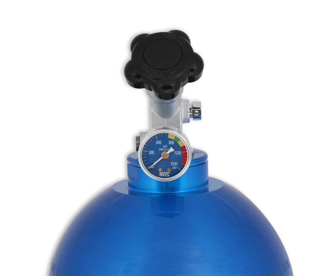 NOS/Nitrous Oxide System 20 lb Nitrous Bottle w/ NOS Blue Finish & Super Hi Flo Valve 14760NOS - Side View