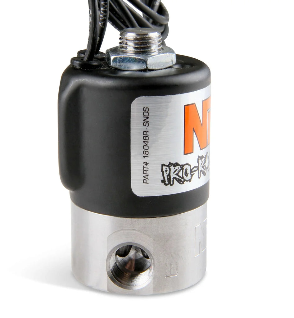 NOS/Nitrous Oxide System Pro-Race Nitrous Solenoid w/ Bottom Exit 18048RBNOS - Side View