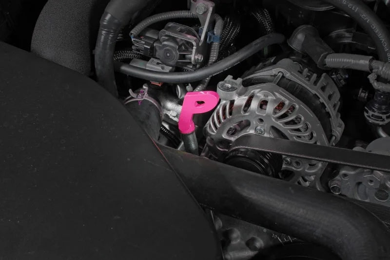 PERRIN 15-25 Subaru WRX & 13-25 BRZ/FR-S/86/GR86 Dipstick Handle P Style - Hyper Pink - Installation View