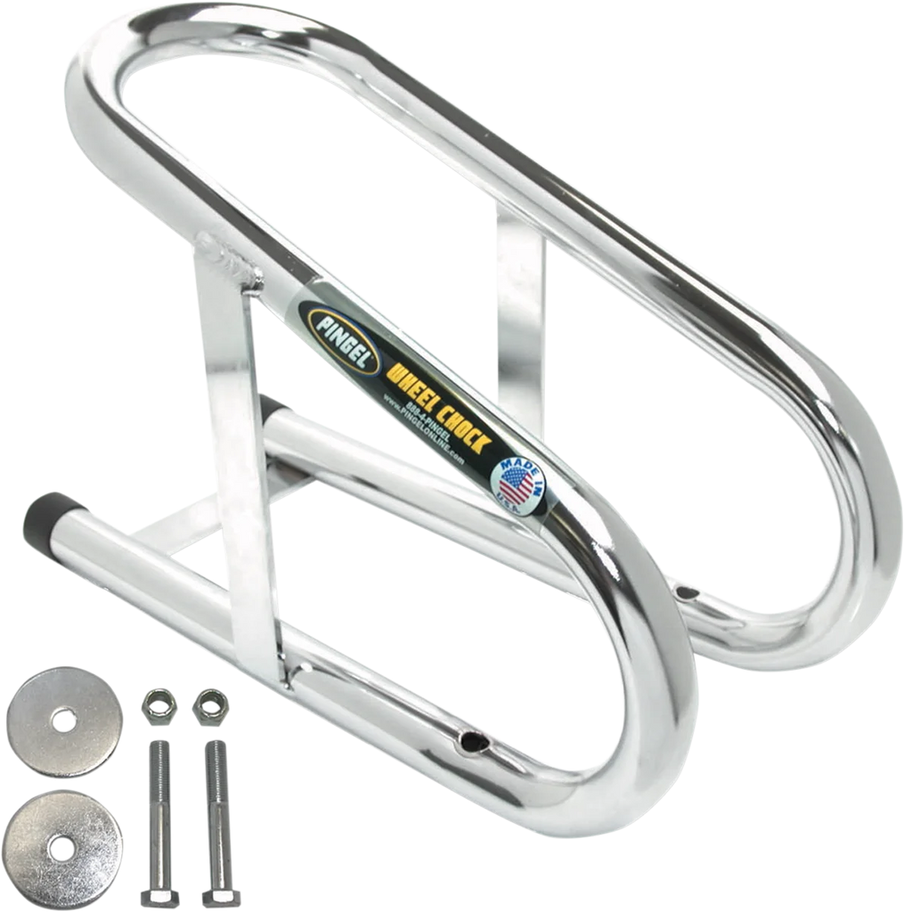 Pingel Wheel Chock - Permanent - Chrome - 6-1/2" WC65H - Side View