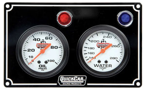 Quickcar Racing 2 Gauge Panel  OP/WT Black 61-6701