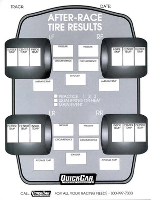 Quickcar Racing After Race Tire Set-Up Forms (50 PK) 51-215