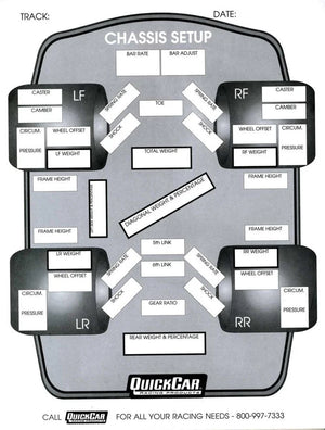 Quickcar Racing Chassis Set-Up Forms (50 PK) 51-201