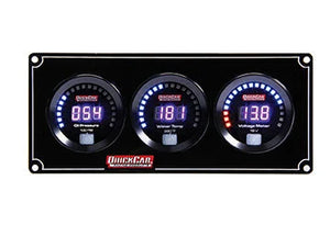 Quickcar Racing Digital 3-Gauge Panel OP/WT Volts 67-3017