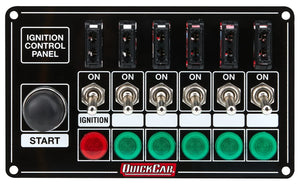 Quickcar Racing Ignition Panel Blk Fused w/Start But. & Lights 50-864