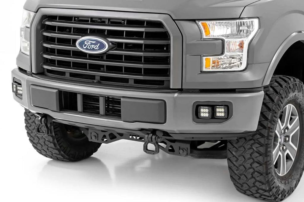 Rough Country LED Light Kit | Fog Mount | Dual 2" Black Pairs | Flood | Ford F-150 (15-17) 70833 - Back View