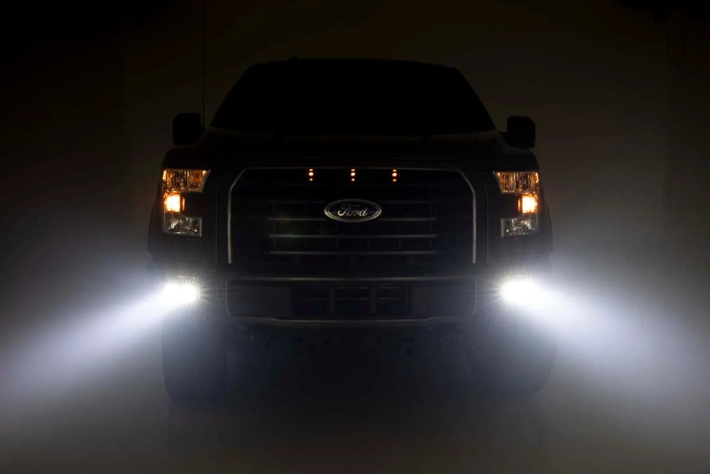 Rough Country LED Light Kit | Fog Mount | Dual 2" Black Pairs | Flood | Ford F-150 (15-17) 70833 - Additional View 5