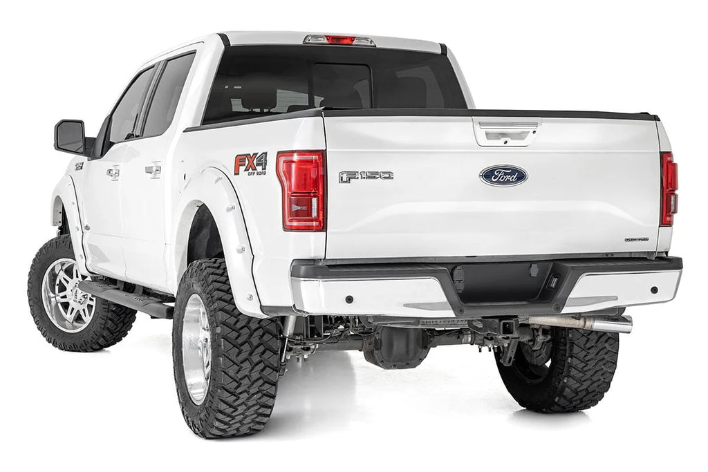 Rough Country Oval Nerf Step | Crew Cab | Black | Ford F-150/F-150 Lightning/Raptor  (15-24) 21005 - Installation View