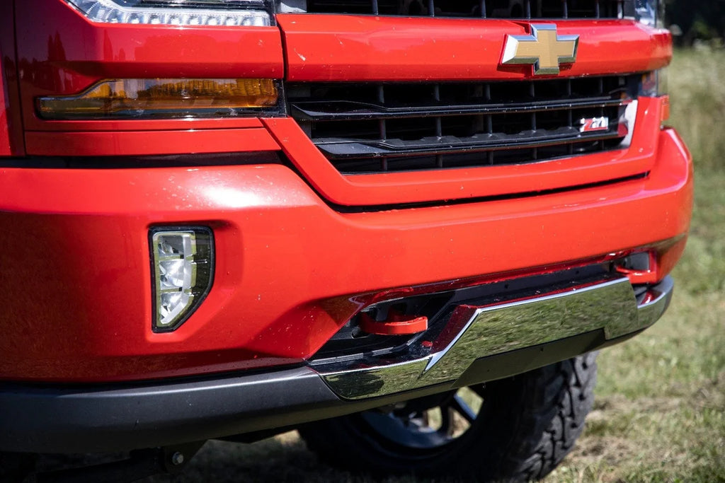 Rough Country Tow Hooks | Forged | Red | Chevy Silverado 1500 2WD/4WD (2014-2018 & Classic) RS134 - Installation View