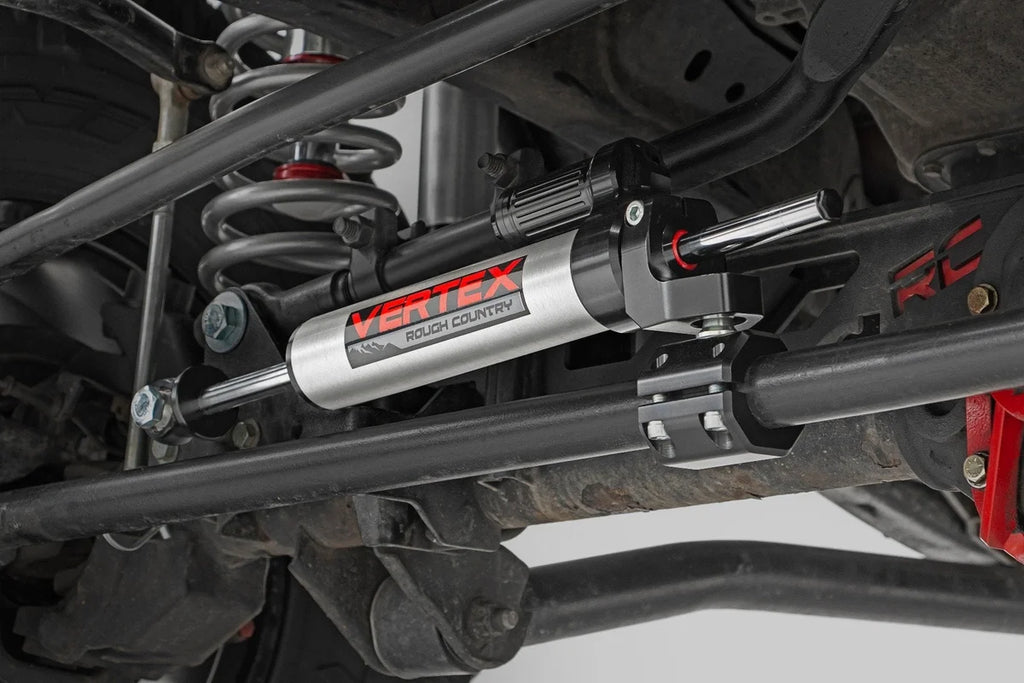 Rough Country Vertex Steering Stabilizer | Pass-Through | Jeep Wrangler JK/Wrangler Unlimited (07-18) 680900 - Side View