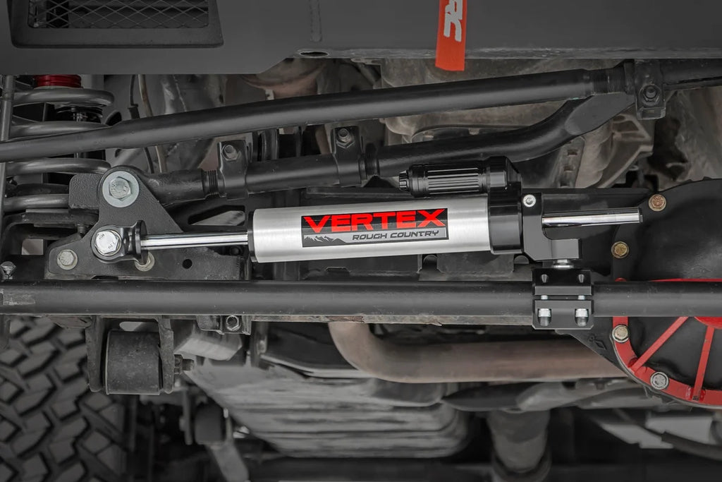 Rough Country Vertex Steering Stabilizer | Pass-Through | Jeep Wrangler JK/Wrangler Unlimited (07-18) 680900 - Back View