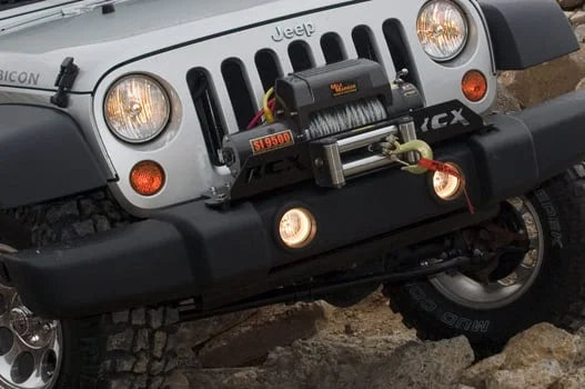 Rough Country Winch Mounting Plate | Factory Bmpr | Jeep Wrangler JK/Wrangler Unlimited (07-18) 1162 - Installation View