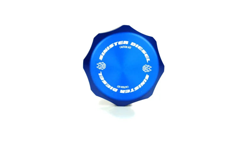 Sinister Diesel 03-07 Ford 6.0L Billet Blue Cap Kit - Installation View