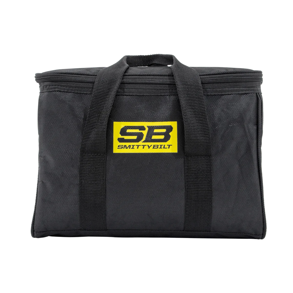 Smittybilt 10.6 CFM Dual Head Compressor With Carrying Bag 2782 - Side View