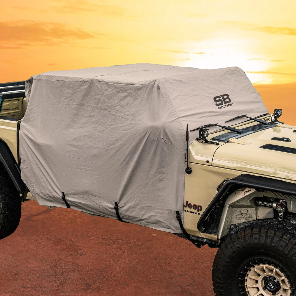 Smittybilt Cab Cover w/ Door Flaps - Gray (20+ JT) 1081 - Back View