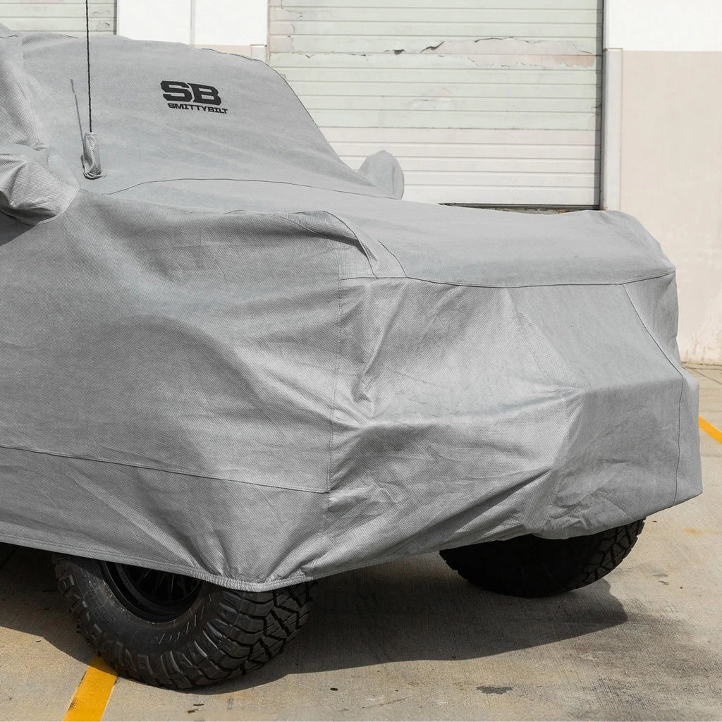 Smittybilt Full Car Cover w/ Storage Bag, Lock & Cable - Gray (21+ Bronco 4DR) 955 - Back View