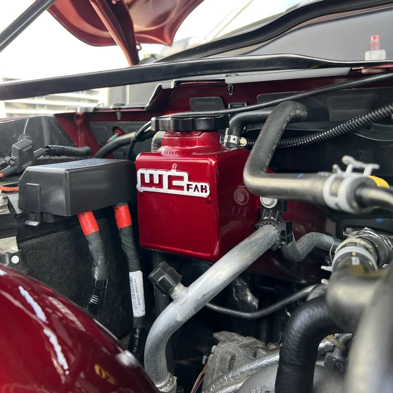 Wehrli 19-23 Cummins 6.7L Upper Coolant Pipe - WCFab Red - Side View