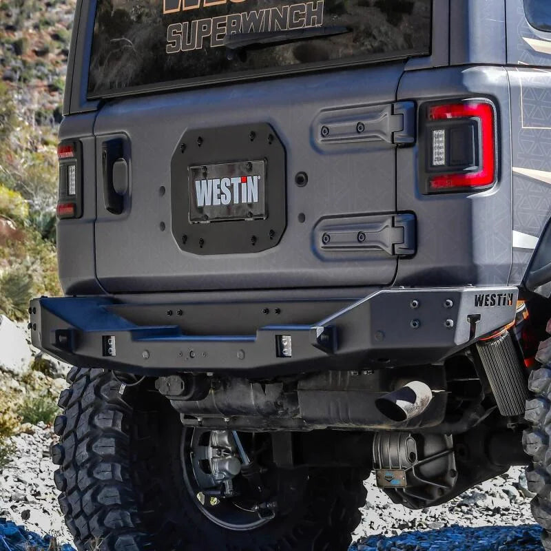 Westin 18-25 Wrangler JL Spare Tire Delete Plate - Tex. Blk - Back View