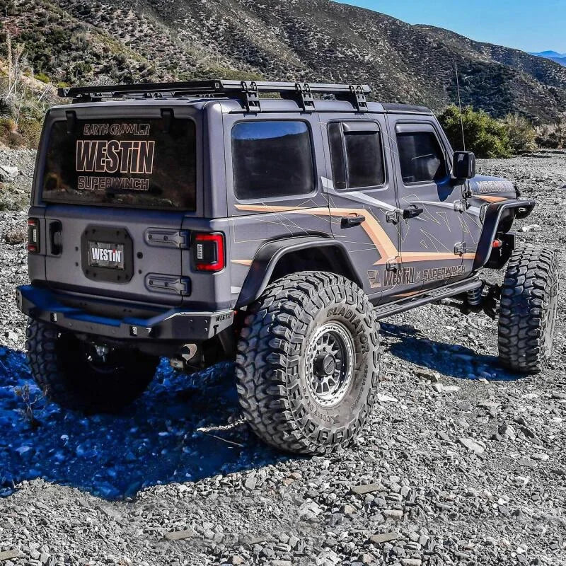Westin 18-25 Wrangler JL Spare Tire Delete Plate - Tex. Blk - Installation View