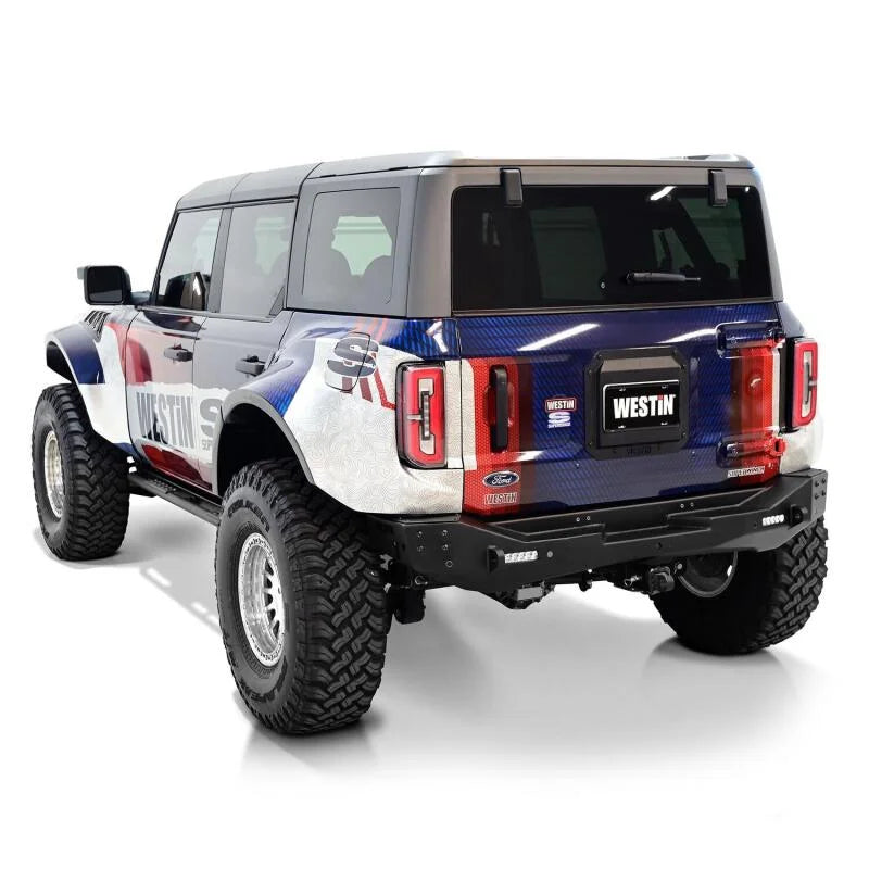 Westin 21-25 Ford Bronco (Excl. Sport) Spare Tire Delete Plate - Tex. Blk - Side View