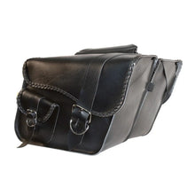 Load image into Gallery viewer, Willie & Max Universal Ranger Braided Large Slant Saddlebags (16 in L x 11 in W x 6.5 in H) - Black