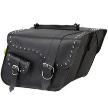 Load image into Gallery viewer, Willie & Max Universal Ranger Studded Large Slant Saddlebags (16 in L x 11 in H x 6.5 in W) - Black