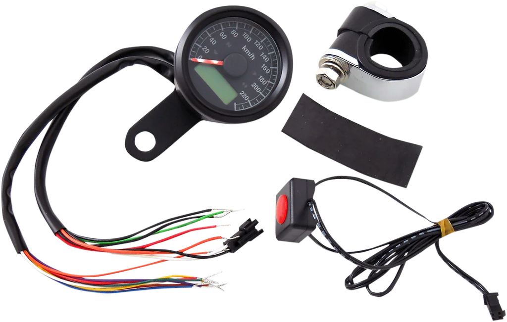 1-7/8" Programmable Speedometer with Indicator Lights - Gloss Black
