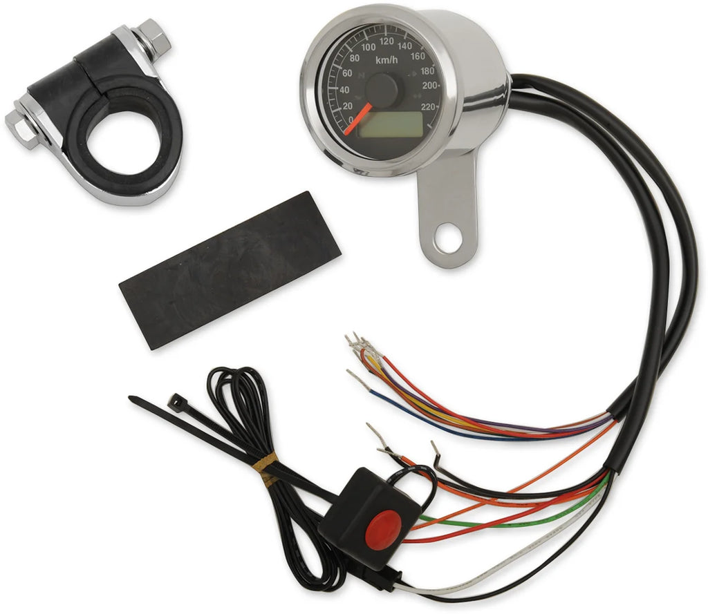 1-7/8" Programmable Speedometer with Indicator Lights - Stainless Steel