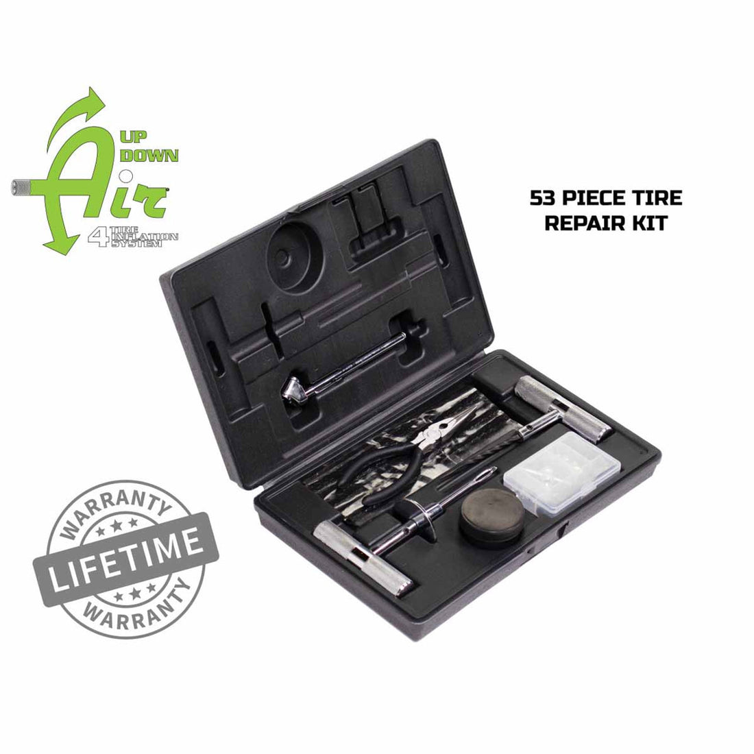Tire Repair Kit 53 Piece Kit With Black Storage Box Up Down Air