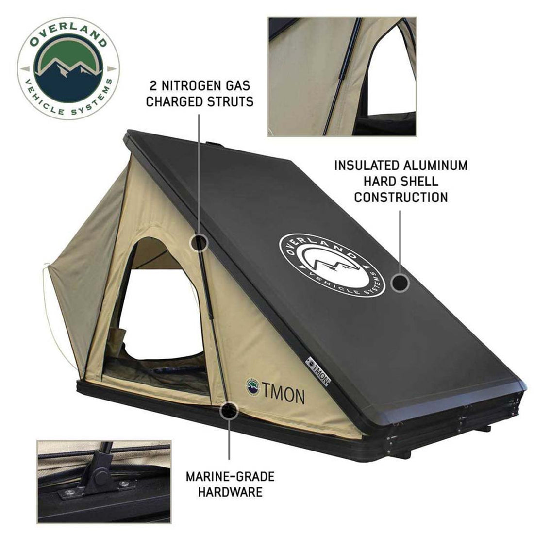 LD TMON Clamshell Aluminum Hard Shell Roof Top Tent Overland Vehicle Systems