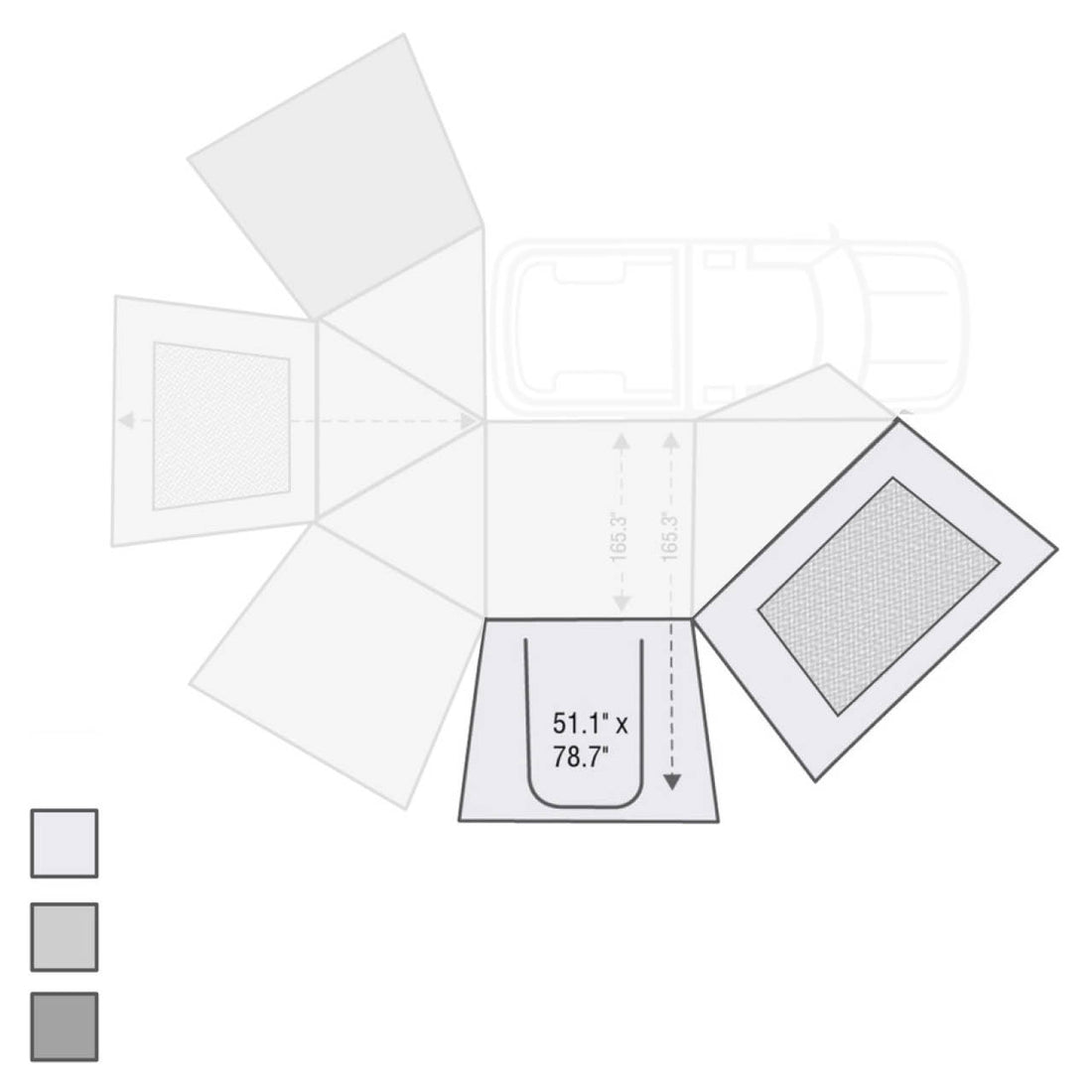 270 Awning Wall 1 Passenger Side Wall with Door & Window Overland Vehicle Systems