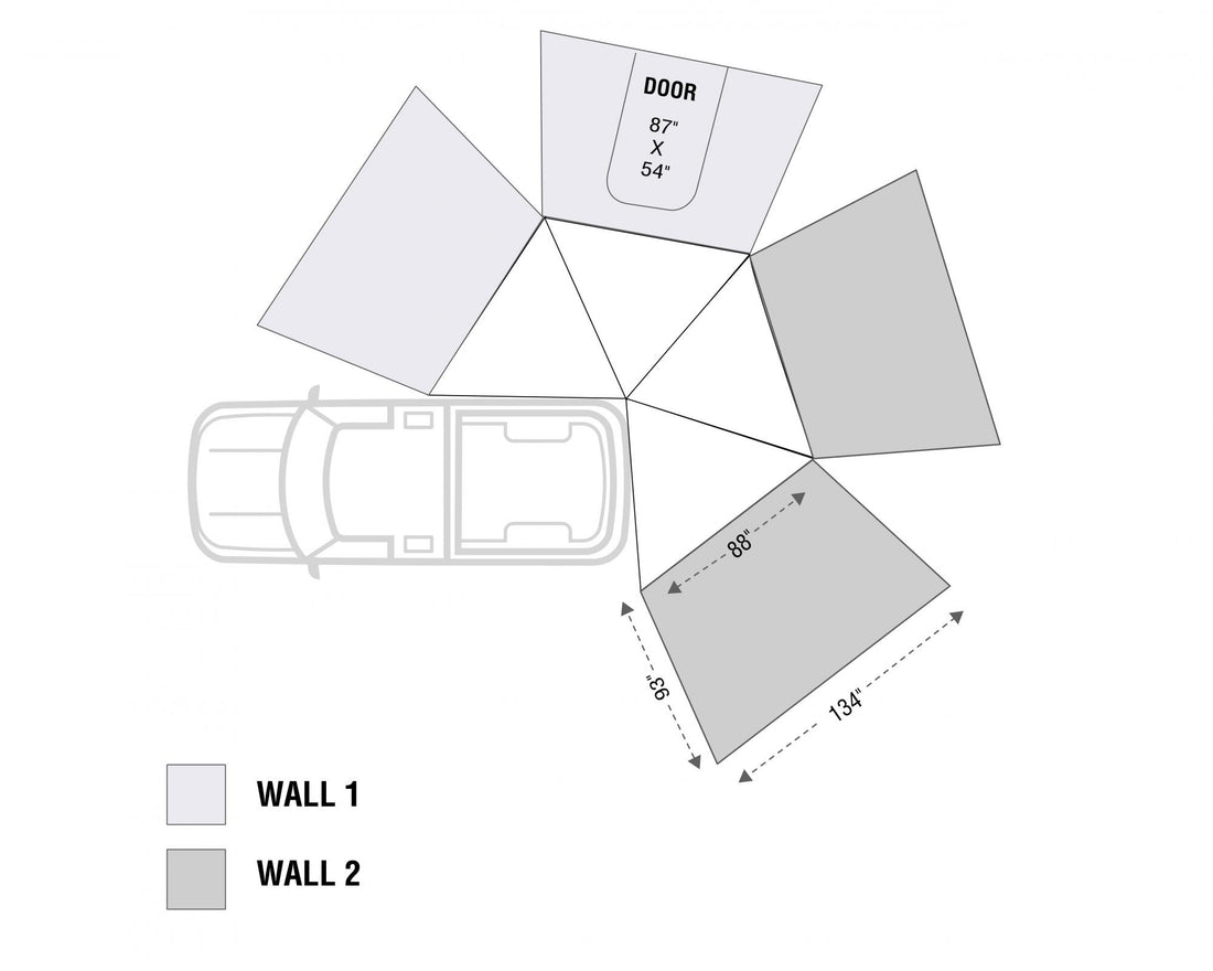 Overland Vehicle Systems Freestanding Passenger Nomadic 270 LT Awning Wall 2 Overland Vehicle Systems