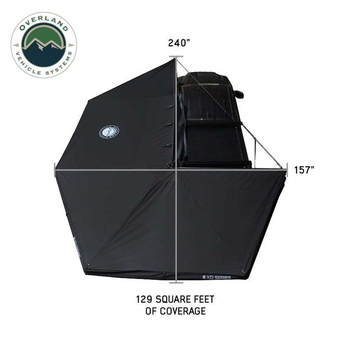 XD Nomadic 270 - Awning W/Lights and Black Out , Passenger Side, Black Body, Black Trim and Black Travel Cover Overland Vehicle Systems