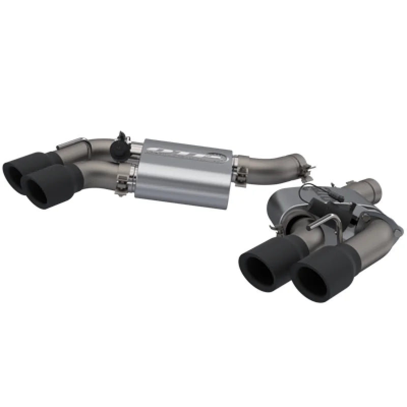 2016-2024 Chevrolet Camaro SS  QTP Screamer Axle Back Quad Tip Bumper Black Tips - Side View