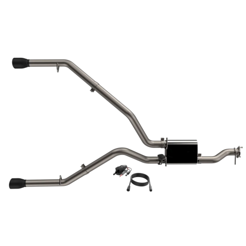 2019-2024 Ram 1500 QTP Screamer Split Rear Exit Cat Back Black Tips - Side View